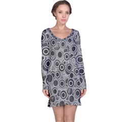 Abstract Grey End Of Day Long Sleeve Nightdress by Ivana