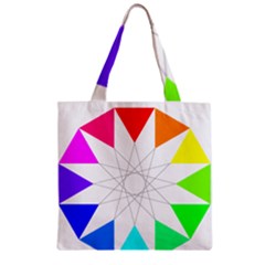 Rainbow Dodecagon And Black Dodecagram Zipper Grocery Tote Bag by Nexatart