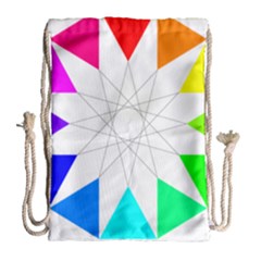 Rainbow Dodecagon And Black Dodecagram Drawstring Bag (large) by Nexatart