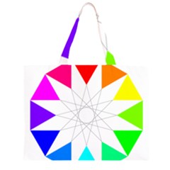 Rainbow Dodecagon And Black Dodecagram Zipper Large Tote Bag by Nexatart