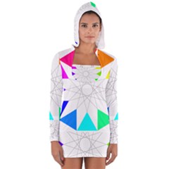 Rainbow Dodecagon And Black Dodecagram Women s Long Sleeve Hooded T-shirt