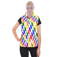 Rainbow Flag Bavaria Women s Button Up Puffer Vest by Nexatart