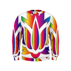 Rainbow Lotus Flower Silhouette Kids  Sweatshirt by Nexatart