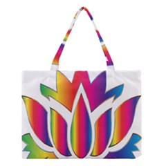 Rainbow Lotus Flower Silhouette Medium Tote Bag by Nexatart