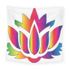 Rainbow Lotus Flower Silhouette Square Tapestry (large) by Nexatart