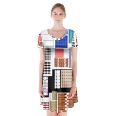 Texture Package Short Sleeve V-neck Flare Dress by Nexatart