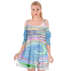 Prismatic Fingerprint Cutout Spaghetti Strap Chiffon Dress