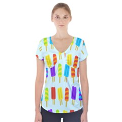 Popsicle Pattern Short Sleeve Front Detail Top by Nexatart