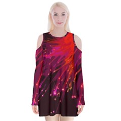 Big Bang Velvet Long Sleeve Shoulder Cutout Dress by ValentinaDesign