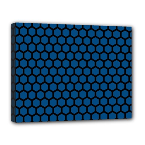 Blue Dark Navy Cobalt Royal Tardis Honeycomb Hexagon Canvas 14  X 11 