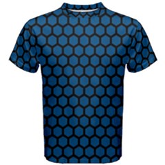 Blue Dark Navy Cobalt Royal Tardis Honeycomb Hexagon Men s Cotton Tee by Mariart