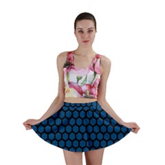 Blue Dark Navy Cobalt Royal Tardis Honeycomb Hexagon Mini Skirt by Mariart