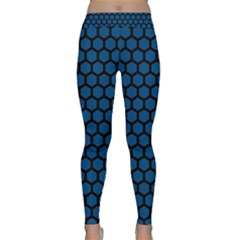 Blue Dark Navy Cobalt Royal Tardis Honeycomb Hexagon Classic Yoga Leggings