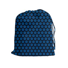 Blue Dark Navy Cobalt Royal Tardis Honeycomb Hexagon Drawstring Pouches (extra Large) by Mariart