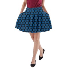 Blue Dark Navy Cobalt Royal Tardis Honeycomb Hexagon A-line Pocket Skirt by Mariart