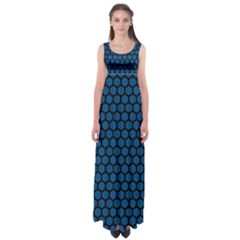 Blue Dark Navy Cobalt Royal Tardis Honeycomb Hexagon Empire Waist Maxi Dress by Mariart