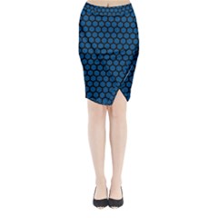 Blue Dark Navy Cobalt Royal Tardis Honeycomb Hexagon Midi Wrap Pencil Skirt by Mariart