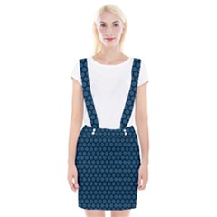 Blue Dark Navy Cobalt Royal Tardis Honeycomb Hexagon Braces Suspender Skirt by Mariart