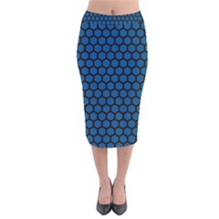 Blue Dark Navy Cobalt Royal Tardis Honeycomb Hexagon Velvet Midi Pencil Skirt by Mariart