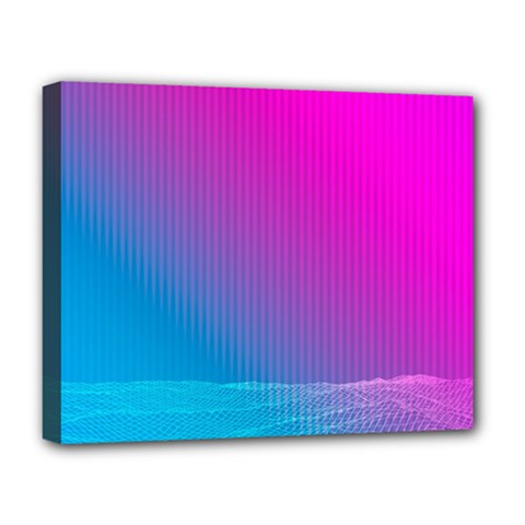 With Wireframe Terrain Modeling Fabric Wave Chevron Waves Pink Blue Deluxe Canvas 20  X 16   by Mariart