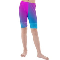 With Wireframe Terrain Modeling Fabric Wave Chevron Waves Pink Blue Kids  Mid Length Swim Shorts