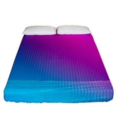 With Wireframe Terrain Modeling Fabric Wave Chevron Waves Pink Blue Fitted Sheet (california King Size)