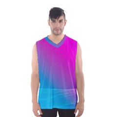 With Wireframe Terrain Modeling Fabric Wave Chevron Waves Pink Blue Men s Basketball Tank Top by Mariart