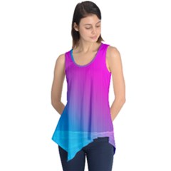 With Wireframe Terrain Modeling Fabric Wave Chevron Waves Pink Blue Sleeveless Tunic