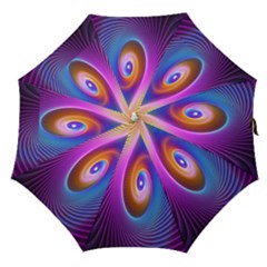 Abstract Fractal Bright Hole Wave Chevron Gold Purple Blue Green Straight Umbrellas