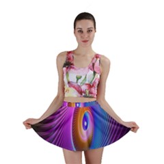 Abstract Fractal Bright Hole Wave Chevron Gold Purple Blue Green Mini Skirt by Mariart