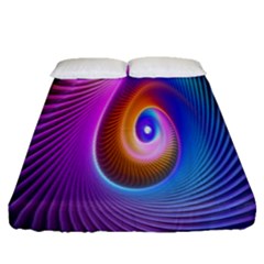 Abstract Fractal Bright Hole Wave Chevron Gold Purple Blue Green Fitted Sheet (queen Size)