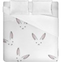 Bunny Line Rabbit Face Animals White Pink Duvet Cover (King Size) View1