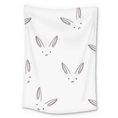 Bunny Line Rabbit Face Animals White Pink Large Tapestry
