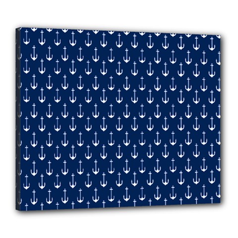 Blue White Anchor Canvas 24  X 20  by Mariart