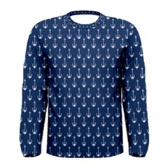 Blue White Anchor Men s Long Sleeve Tee by Mariart