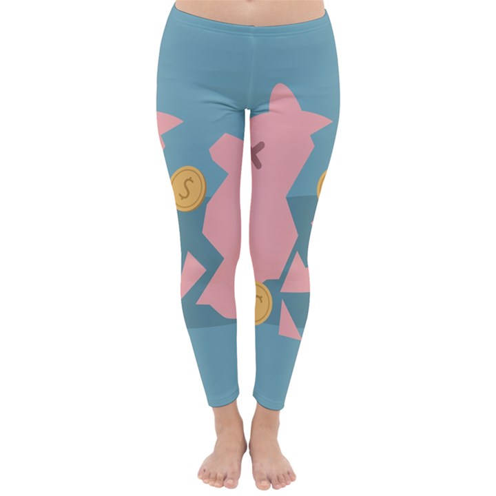 Coins Pink Coins Piggy Bank Dollars Money Tubes Classic Winter Leggings