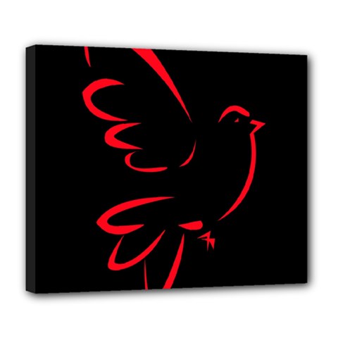 Dove Red Black Fly Animals Bird Deluxe Canvas 24  X 20  