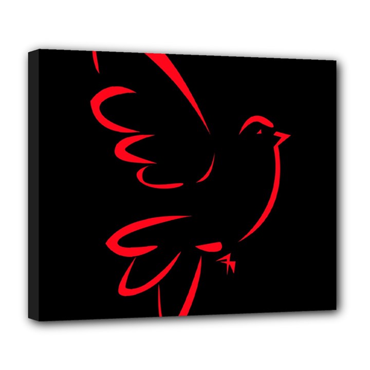 Dove Red Black Fly Animals Bird Deluxe Canvas 24  x 20  