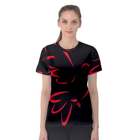 Dove Red Black Fly Animals Bird Women s Sport Mesh Tee by Mariart