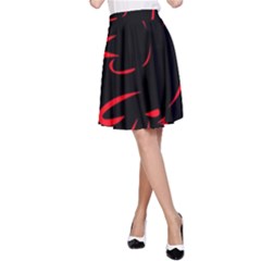 Dove Red Black Fly Animals Bird A-line Skirt by Mariart