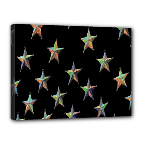 Colorful Gold Star Christmas Canvas 16  X 12 