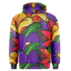 Bright Flowers Floral Sunflower Purple Orange Greeb Red Star Men s Pullover Hoodie by Mariart