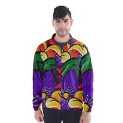 Bright Flowers Floral Sunflower Purple Orange Greeb Red Star Wind Breaker (men)