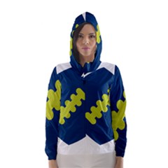 Football America Blue Green White Sport Hooded Wind Breaker (women)