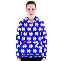 Easter Egg Fabric Circle Blue White Red Yellow Rainbow Women s Zipper Hoodie by Mariart