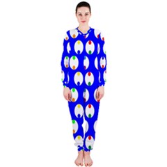 Easter Egg Fabric Circle Blue White Red Yellow Rainbow Onepiece Jumpsuit (ladies) 