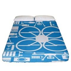 Drones Registration Equipment Game Circle Blue White Focus Fitted Sheet (king Size) by Mariart