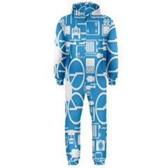 Drones Registration Equipment Game Circle Blue White Focus Hooded Jumpsuit (men) 