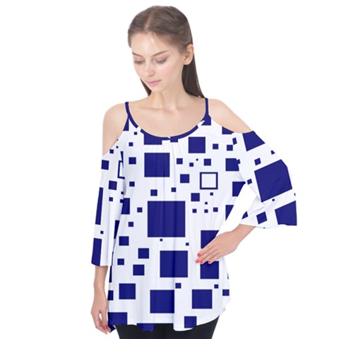 Illustrated Blue Squares Flutter Tees by Mariart