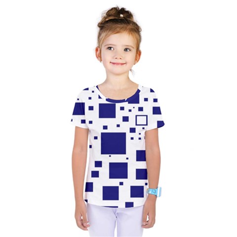 Illustrated Blue Squares Kids  One Piece Tee by Mariart